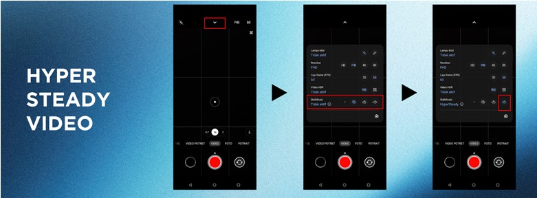 Stabilisasi video sekelas professional, tanpa tambahan Gimbal Stabilisasi video sekelas professional, tanpa tambahan Gimbal